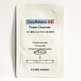 [ครบ49.-ลด20.- โค้ดINCSM5F] Tester Etude House Cica Balance 5.5 Foam Cleanser ขนาด 4ml. โฟมเทสเตอร์