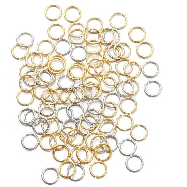 ST.KUNKKA 3-10mm 50-200Pcs 18Kแหวน ห่วงกลมจะไม่จางหายสแตนเลสชุบทองคำแท้การคงสี