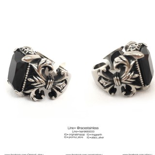 แหวน Chrome hearts แหวนโครมฮาท นิลดำ onyx ring สแตนเลสแท้ stainless 316l แหวนผู้ชาย แหวนแฟชั่น แหวนเท่ๆ แหวนสแตนเลส