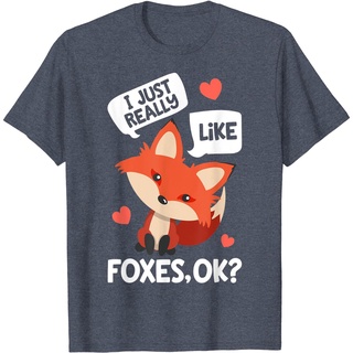 Tee เสื้อยืด พิมพ์ลายสุนัขจิ้งจอกตลก I Just Really Like Foxes OK สีแดง เหมาะกับของขวัญคนรักสัตว์