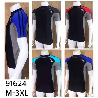 เสื้อว่ายน้ำชาย แขนสั้นกัน UV พร้อมส่ง รหัส 91624 มีไซส์ M-3XL