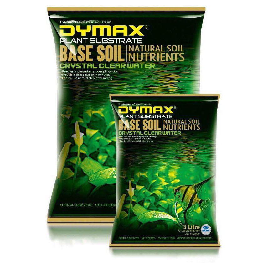 Dymax ดินปลูกพรรณไม้น้ำและรองพื้นสำหรับตู้ปลา เบส ซอย Base Soil ขนาด 3 ลิตร