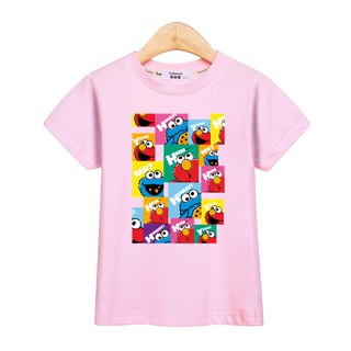 เด็กทารกผ้าฝ้าย 100%เสื้อยืดการ์ตูนเด็กผู้หญิงและเด็กชายถนนงาSesame Streetแจ็คเก็ตเสื้อผ้า