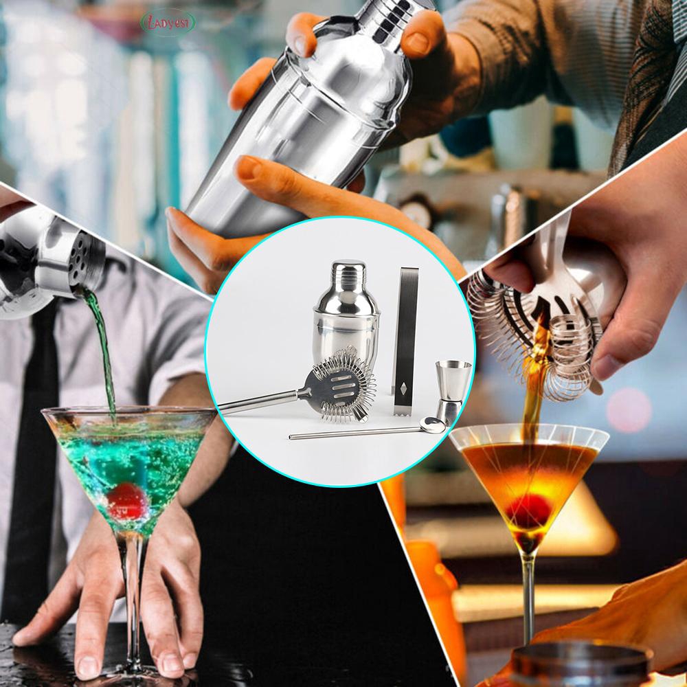 4-Piece Cocktail Set – Stainless Steel Mixing Tools With Glass Shaker, Strainer, Spoon & Jigger - View #12