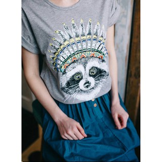 เสื้อแฮนด์แมด ลาย Raccoon( สีเทาอ่อน สีเทาเข้ม สีดำ)