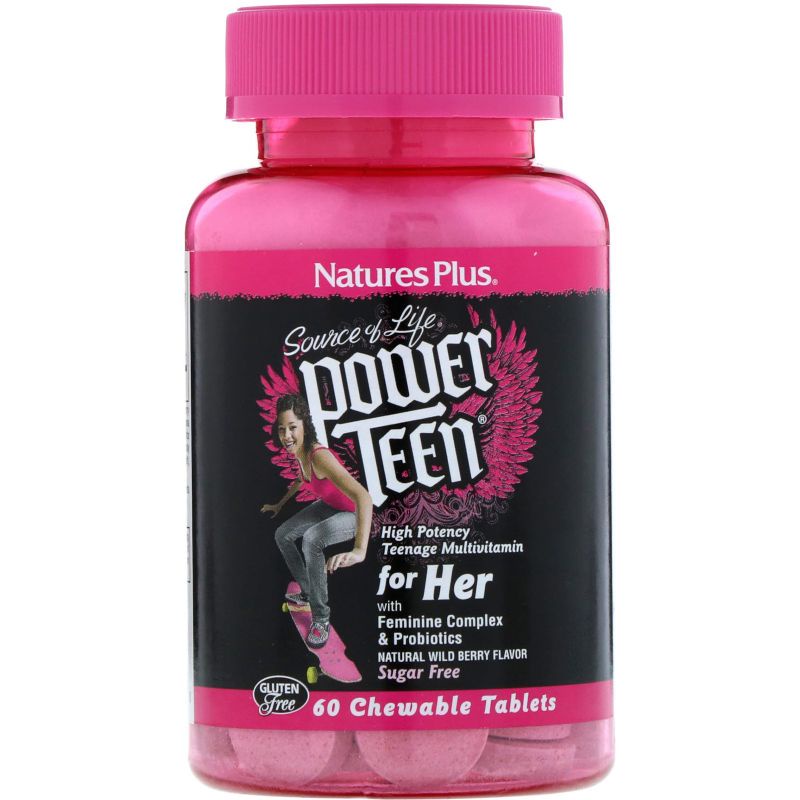 NaturesPlus Source of Life Power Teen for her mutivitamin Nature s plus วิตามินรวมเด็ก เด็กผู้หญิง ว