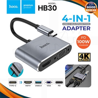 HOCO HB30 ตัวแปลง Type-c เป็น HDTV+VGA+USB3.0+PD 100W 4K  goodboss89