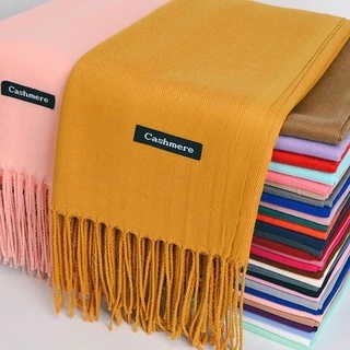 ผ้าพันคอแคชเมียร์ กันหนาว กันลม กันแดด เนื้อผ้าดี สีพื้น Cashmere Scarf สินค้าใหม่ พร้อมส่งในไทย