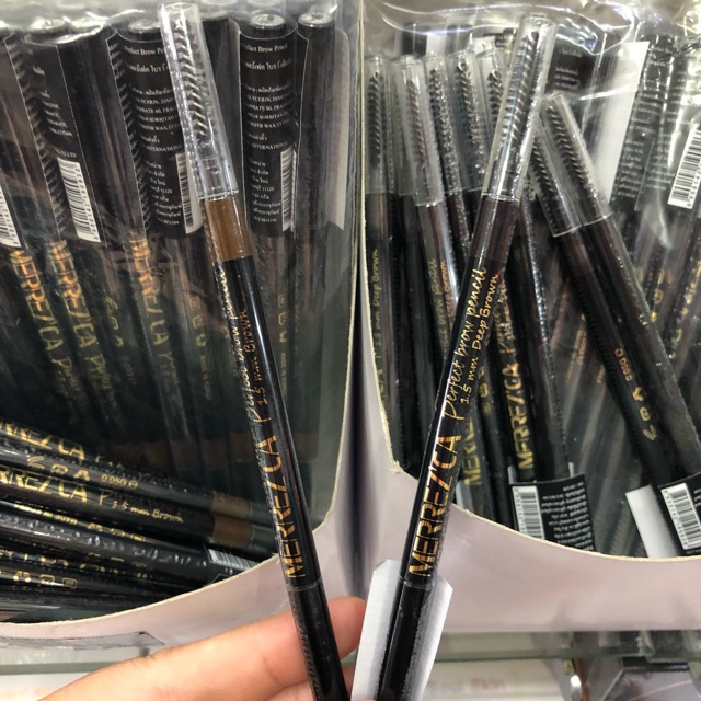 ดินสอเขียนคิ้ว merrezca Perfect brow Pencil เขียนคิ้ว เมอเรสก้า แท้ 100% Merrez'ca เส้นเล็ก กันน้ำ กันเหงื่อ(1ชิ้น)