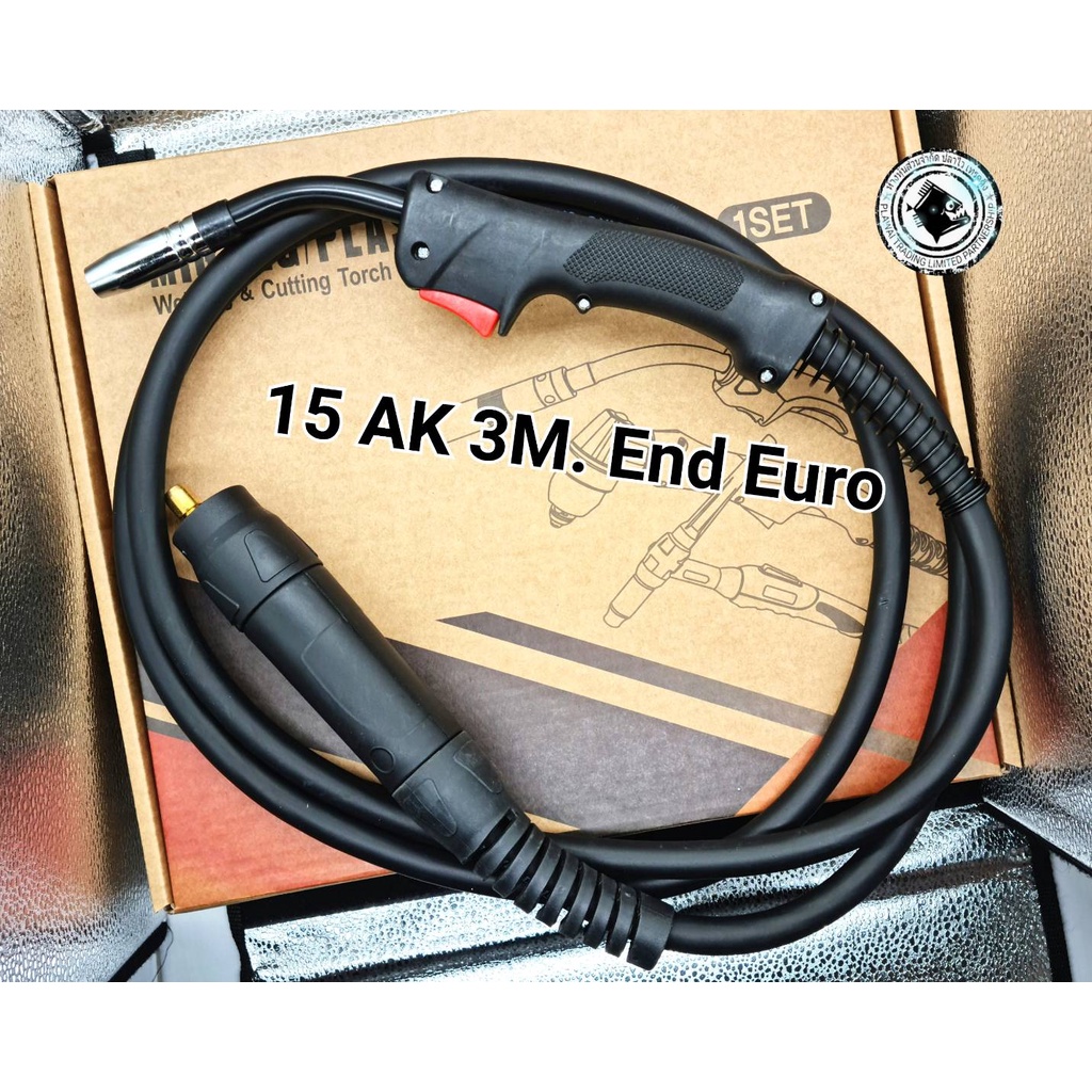 สายเชื่อมไฟฟ้า ระบบแก๊ส CO/MIG 15 AK 3 M. (BLACK) ใช้กับ ตู้เชื่อมไฟฟ้า สายเชื่อมไฟฟ้า ระบบ ซ๊ โอ ทู ปลั๊กแบบยูโร EUro ย
