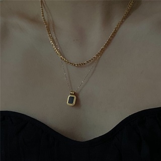 black frame pendant necklace สร้อยคอปรับความยาวได้