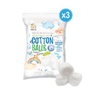 Wel-B Cotton Balls 100g (เวลบี สำลีก้อน ขนาด 100 กรัม) (แพ็ค 3ซอง) - สำลี สำหรับเด็ก ทารก สำลี