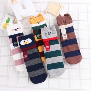 ถุงเท้าข้อยาว ข้อกลาง มินิมอล เกาหลี ลายสัตว์ Cartoon_scarfs - WorldWearing