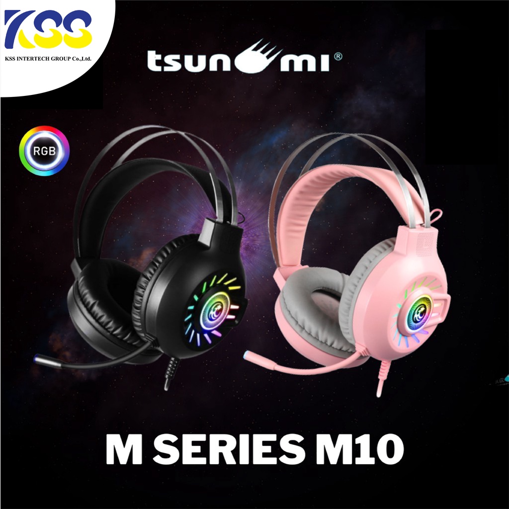 🛒✨ส่งเร็ว🚀🚀 หูฟังเกมมิ่ง Tsunami M10 7.1 Surround Sound Software RGB Gaming Headset