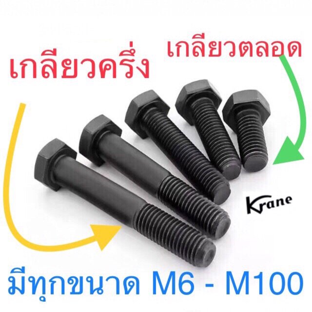 สกรูมิลดำ สกรูหัวหกเหลี่ยม M12 เกลียว1.5 เกรด8.8 ราคา ถูกที่สุด ดีลบีเคเค แกลเลอรีภาพที่ 3