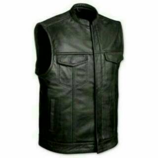 เสื้อกั๊กหนังกึ่งหนังสําหรับผู้ชาย 124 MOTORCYCLE VEST BIKER…