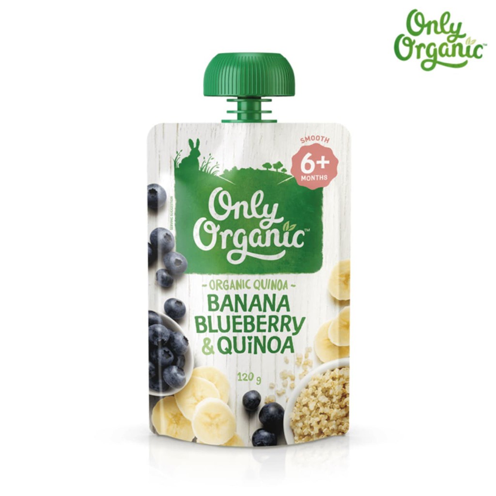 Only Organic กล้วย บูลเบอร์รี & คิวนัว , Organic Baby Foods 6+ Months
