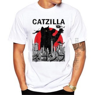 เสื้อยืดลําลอง แขนสั้น พิมพ์ลายแมว Catzilla สวมใส่สบาย เหมาะกับฤดูร้อน สไตล์ญี่ปุ่น สําหรับสตรี