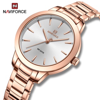 Naviforce 2022 ใหม่ ของแท้ นาฬิกาข้อมือ สายสแตนเลส สําหรับผู้หญิง Jam Tangan Perempuan Wanita NF5025