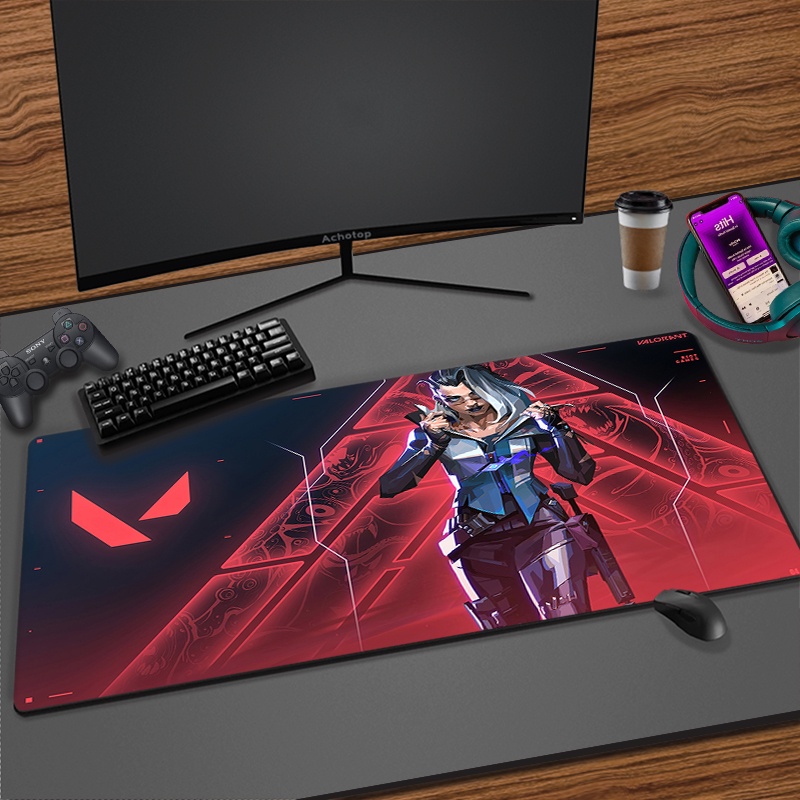 Valorant Cypher เกมเมาส์ Pad ซม.อะนิเมะ XXL Gaming Padmouse Gamer แป้นพิมพ์แล็ปท็อปแผ่นรองเม้าส์โต๊ะคอมพิวเตอร์พรมตาราง