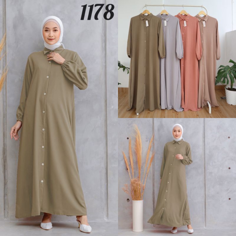 ขายส่ง Crincle gamis 1178 Rp. 95.000 x 4 สี = Rp. 380,000