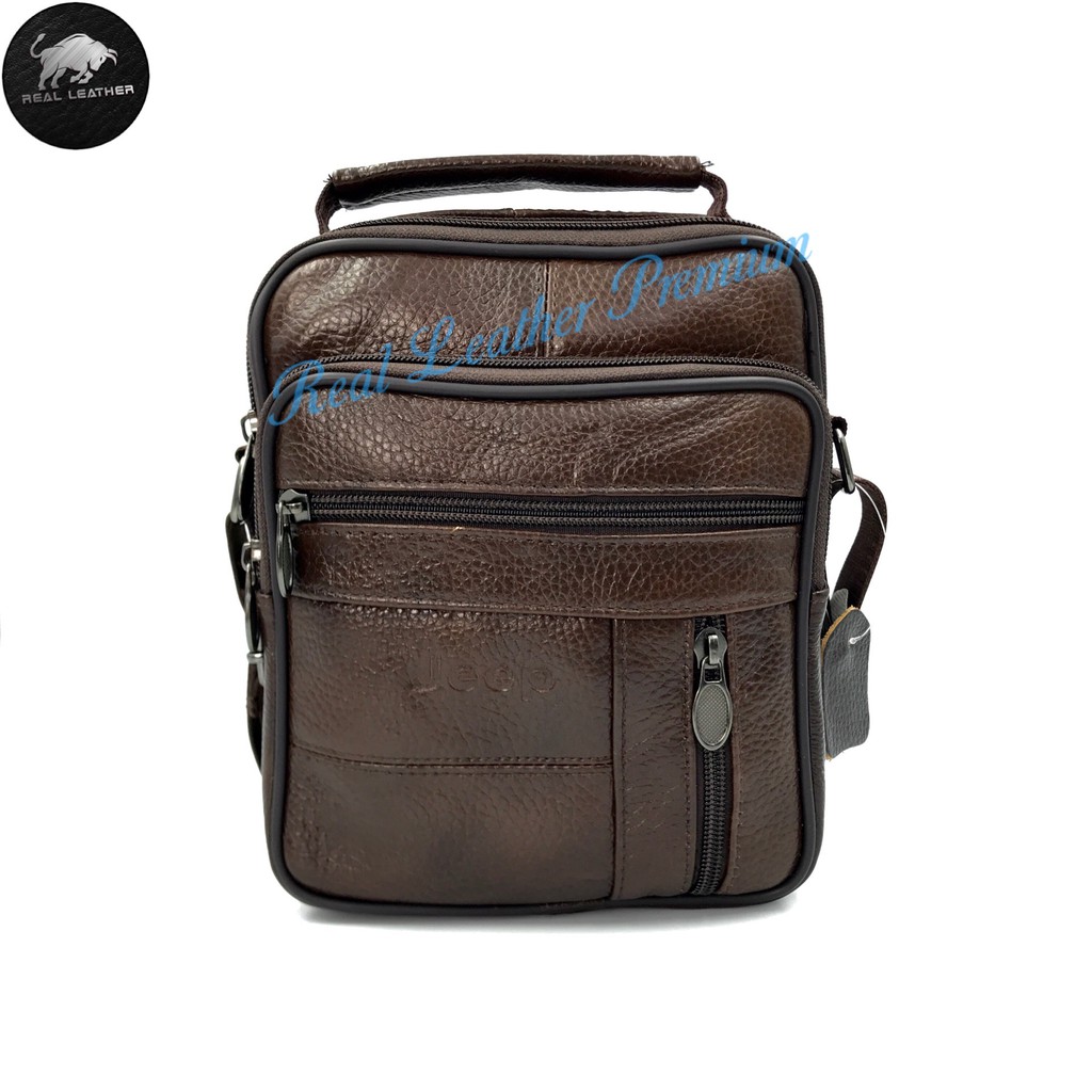 Jeep Leather Sling Bag Leather Shoulder Bag Cross Body Leather Bag Messenger Bags Sling Beg Kulit