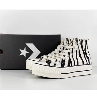 Converse All Star Lift รองเท้าผ้าใบลําลอง ส้นหนา พิมพ์ลายม้าลาย สําหรับผู้ชาย ผู้หญิง -933