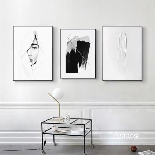 Black And White Abstract Contracted Art Nordic Modern Style Posters Canvas Pictures For Living Room Decor Painting Unframed