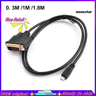 Ms Doonjiey 0 . 3 / 1 / 1 . 8 เมตรชุบทอง Micro Hdmi To Dvi 24 + 1 Pin อะแดปเตอร์สายเคเบิ้ลสําหรับ Hdtv