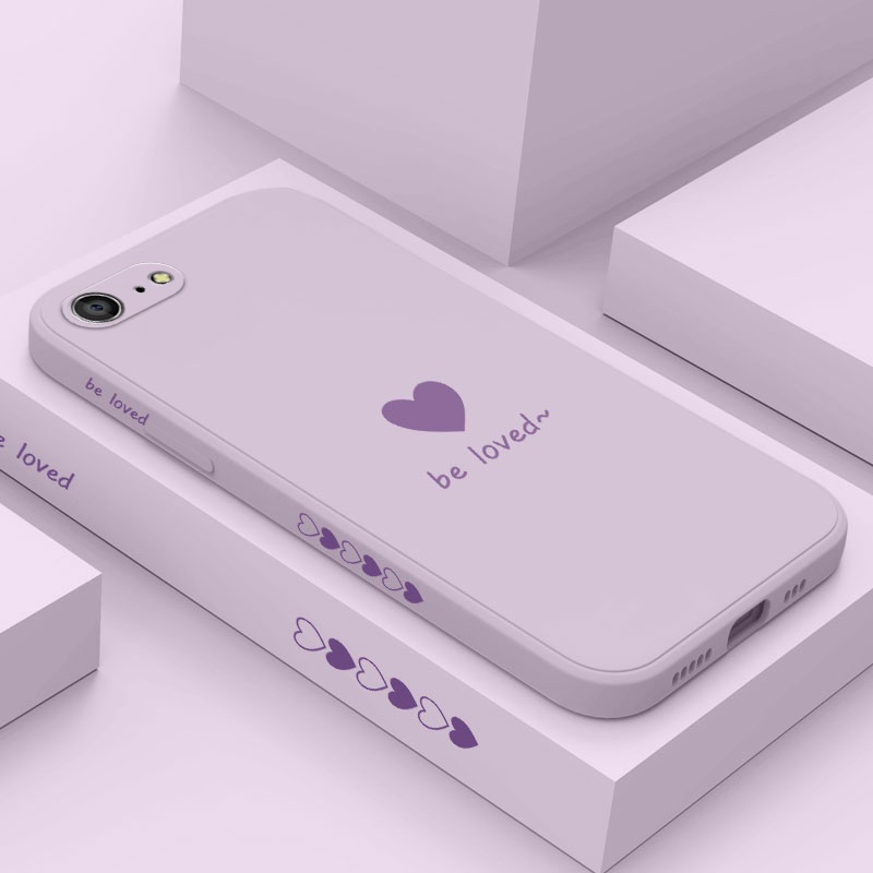 เคสโทรศัพท์มือถือ ซิลิโคน ลายหัวใจ มีลายด้านข้าง แบบเรียบง่าย สําหรับ IPhone 8 7 6 6S Plus SE 2020