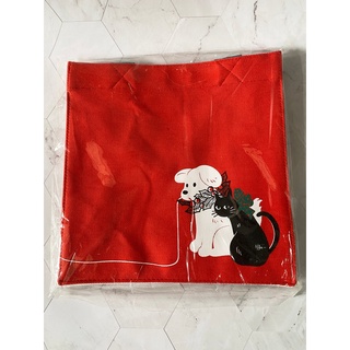 Starbucks Christmas Holidays 2021 Bag Cat Dog กระเป๋าผ้าลายหมาแมว สีแดง มีใบเดียวพร้อมส่ง!!!