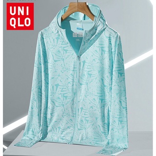 Uniqlo เสื้อแจ็กเก็ต มีฮู้ด ลายพราง ระบายอากาศ แบบแห้งเร็ว เหมาะกับฤดูร้อน สําหรับผู้หญิง