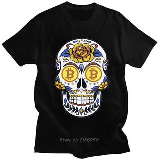 เสื้อยืดโอเวอร์ไซส์ใหม่สไตล์ขายร้อน Cool Bitcoin Crypto T เสื้อผู้ชายแขนสั้น Leisure Btc Cryptocurrency Skull T-ShirtS-3