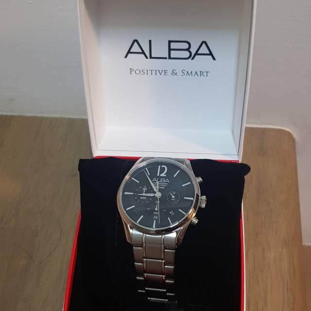 Alba Men's Black Dial Stainless Steel Band Watch - VD53-X227 (ของแท้100%) ราคาเต็ม 3,800บาท