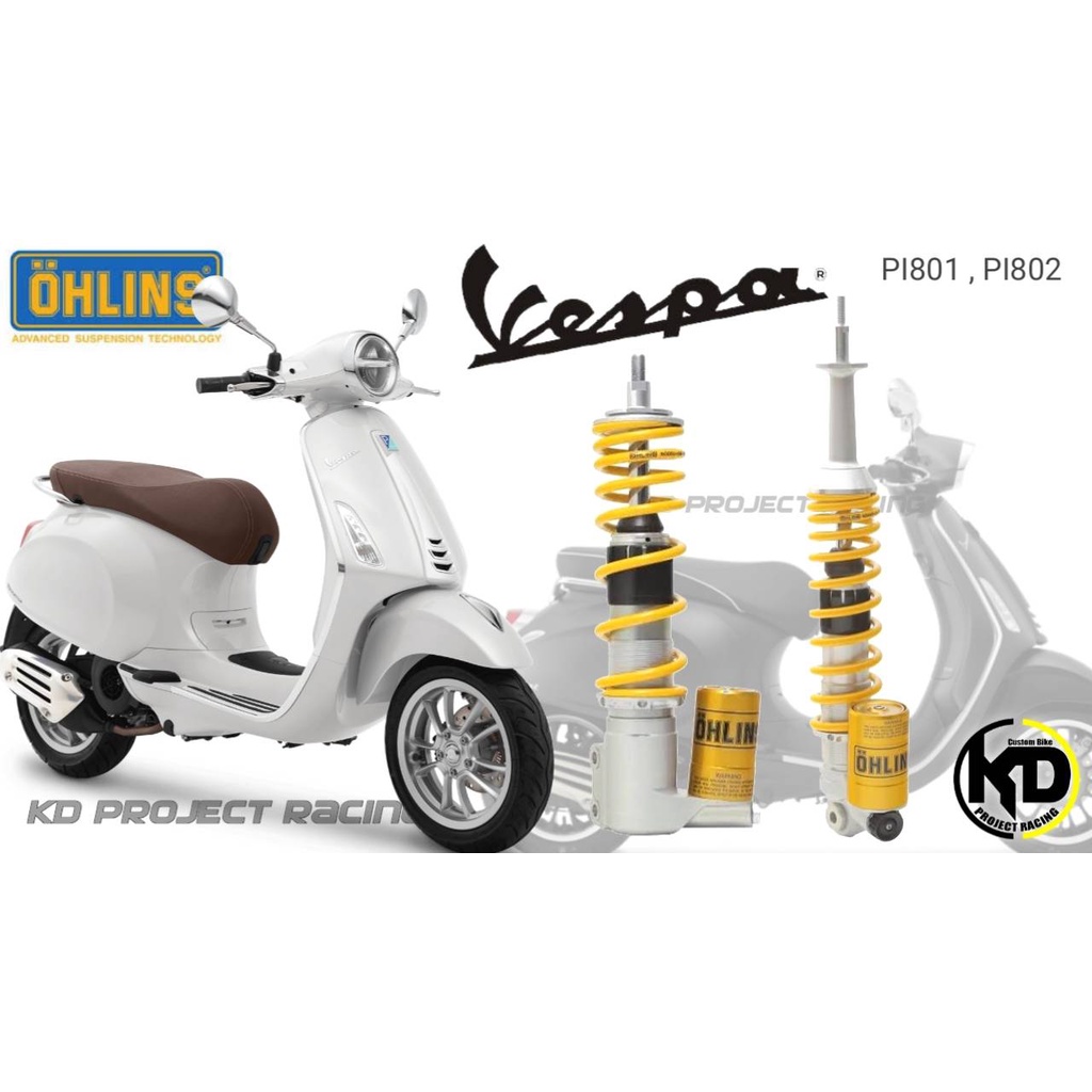 [กรอกโค้ด 1000OFF ลด 1000]ส่งฟรี🚩โช๊ค Ohlins Pi 801 และ Pi 802 , Pi301 โหลด Vespa Sprint 150,180 ABS