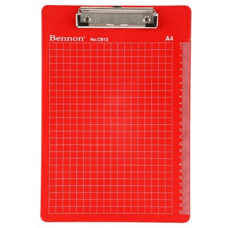 คลิปบอร์ด A4 สีแดง เบนน่อน CB-12 Clipboard A4 color red, Bennon CB-12