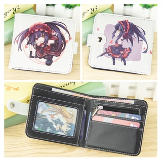 กระเป๋าสตางค์ ใบสั้น แต่งซิป ลายการ์ตูนอนิเมะ Date A Live Tokisaki Kurumi แบบพับได้ ใส่เหรียญได้