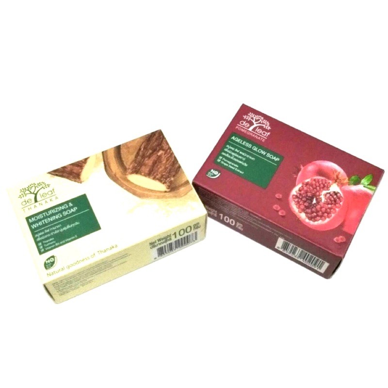 DE LEAF สบู่เดอร์ลีฟ มี 2 สูตรให้เลือก ทานาคา de leaf  Tanaka 100 กรัม / ทับทิม de leaf pomegranate 