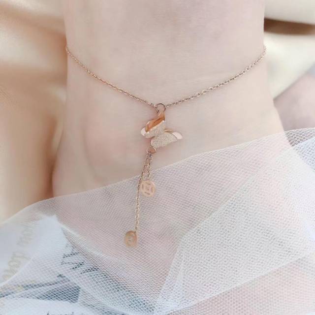 ผู้หญิง ANKLE BRACELET / BUTTERFLY ANKLE BRACELET / ANTI-RUST TITANIUM ANKLE BRACELET / BUTTERFLY AN