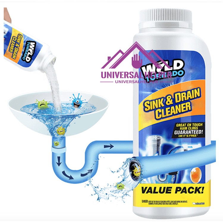ผงละลายแก้ท่อตัน ผงแก้ท่อตัน ล้างไขมันในท่อ wild tornado Sink&drain cleaner