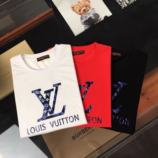 [S-5XL]LV เสื้อยืดคอกลม แขนสั้น พิมพ์ลายตัวอักษร เข้ากับทุกการแต่งกาย แฟชั่นฤดูร้อน สไตล์คลาสสิก สําหรับผู้ชาย