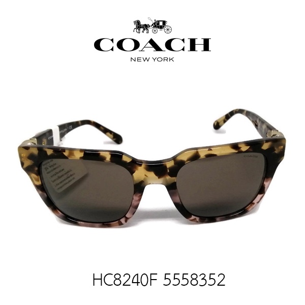 แว่นตากันแดดผู้หญิง COACH รุ่น HC8240F5558352 Brown tort on top multi smoke solid สินค้าแบรนด์เนมของแท้ 100%