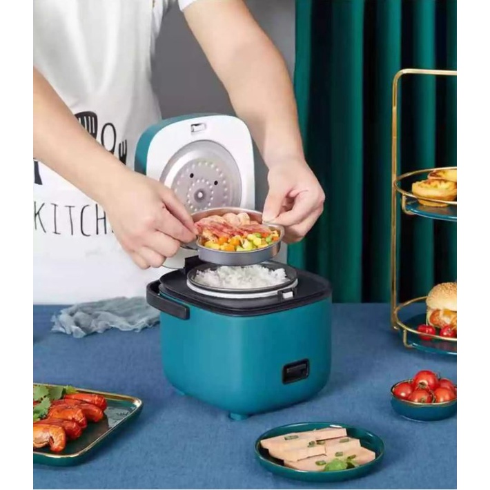 หม้อหุงข้าวไฟฟ้า หม้อหุงข้าว 1.2 ลิตร + ซึ้งนึ่ง Smart Mini Rice Cooker
