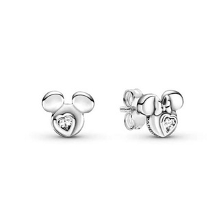 (พร้อมส่ง)*New*Pandora Disney Mickey Mouse &amp; Minnie Mouse Silhouette Stud Earrings