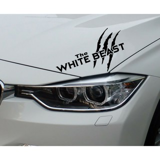 สติกเกอร์ ตัด ลายเส้น ไดคัท THE WHITE BEAST ติด แต่งรถ PVC กันน้ำ ยาว 30 ซม