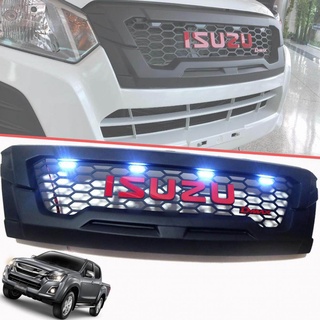 กระจังหน้า หน้ากระจัง รุ่น อิซูซุ ดีแม็กซ์ ISUZU D-MAX DMAX ปี 2015 - 2018 สีดำด้าน ดำด้าน โลโก้แดง ไฟขาว 4 จุด