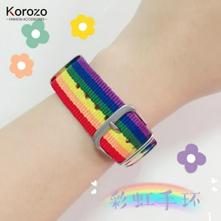 🌟【✅KOROZO】🌟 สร้อยข้อมือสายรุ้งแฟชั่นผ้าสไตล์ Hyuna สร้อยข้อมือสีรุ้งสร้อยข้อมือหัวใจผู้หญิง