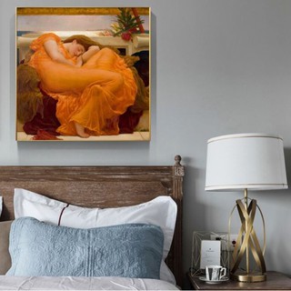 ส่งฟรี 💥 กรอบรูป รูปภาพติดผนัง แต่งห้อง Flaming June - Frederic Leighton 40x40 cm. กรอบลอย