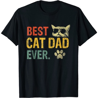 เสื้อยืดพิมพ์ลายแฟชั่น ใหม่ เสื้อยืดลําลอง ผ้าฝ้าย แขนสั้น พิมพ์ลายแมว Best Cat Dad Ever สไตล์วินเทจ แฟชั่นสําหรับผู้ชาย