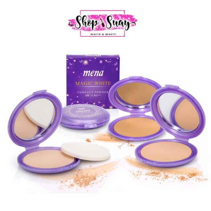 ** 1 ตลับ ** Mena Magic White Compact Powder แป้งพัฟ มีนา ขนาด 12 กรัม